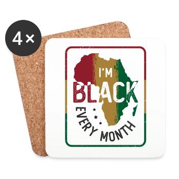 Je suis noir tous les mois Histoire des Noirs - Dessous de verre (lot de 4) - blanc - Devant