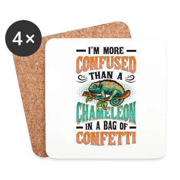 Plus confus qu’un caméléon - Dessous de verre (lot de 4) - blanc - Devant