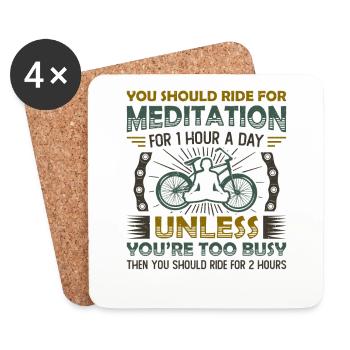 Cycling is my meditation. - Coasters (set of 4) - white - Front