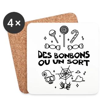 Des Bonbons ou un Sort - Déguisement Halloween - Dessous de verre (lot de 4) - blanc - Devant