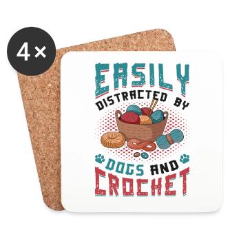Facilement distrait par les chiens et le crochet. - Dessous de verre (lot de 4) - blanc - Devant