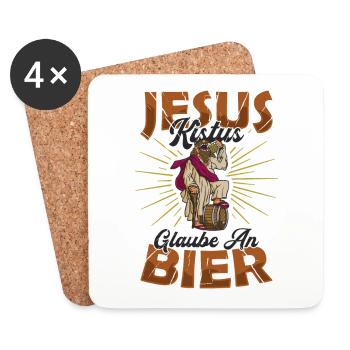 Jésus Kistus Foi en la bière. - Dessous de verre (lot de 4) - blanc - Devant