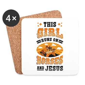 Cette fille court sur des chevaux et Jésus. - Dessous de verre (lot de 4) - blanc - Devant