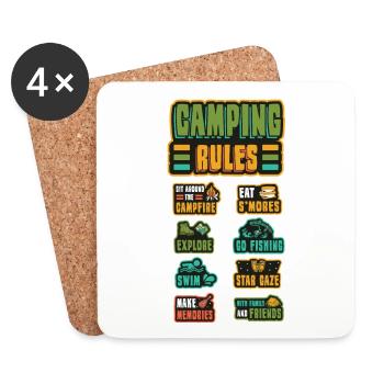 Camping rules, camping holidays, outdoor, campers. - Coasters (set of 4) - white - Front