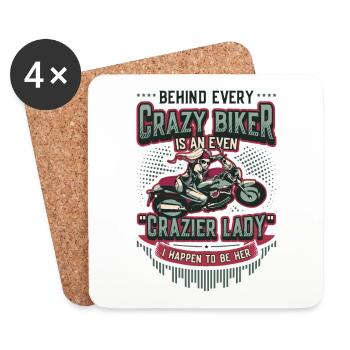 Behind every crazy biker, there is a woman. - Coasters (set of 4) - white - Front