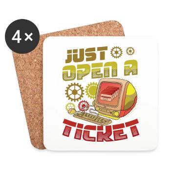 Einfach Ein Ticket Öffnen Help Desk Tech Support - Untersetzer (4er-Set) - Weiß - Vorne