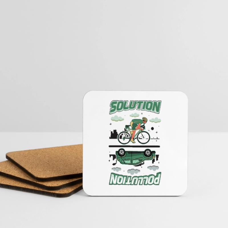 Polution Solution Protection de l’environnement Cyclisme Dessous de verre (lot de 4)