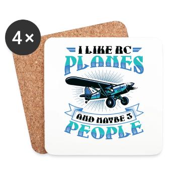 J’aime les avions rc et peut-être 3 personnes - Dessous de verre (lot de 4) - blanc - Devant
