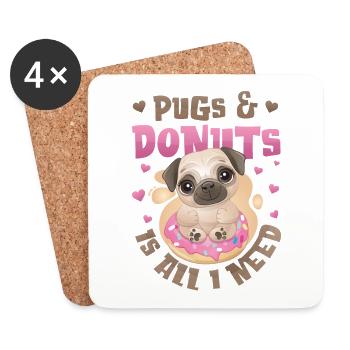 Pug Donut Lover Fille - Dessous de verre (lot de 4) - blanc - Devant