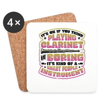 Clarinet Playing Clarinetist - Coasters (set of 4) - white - Front