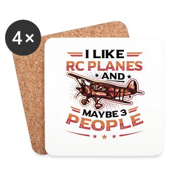 J’aime les avions rc et peut-être 3 personnes - Dessous de verre (lot de 4) - blanc - Devant