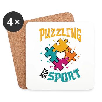 Puzzeln Ist Mein Sport Puzzle-liebhaber - Untersetzer (4er-Set) - Weiß - Vorne