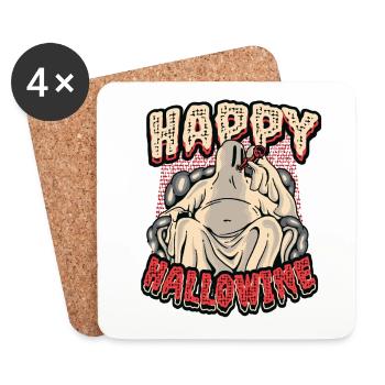 Happy Halloween ghost drinks wine - Coasters (set of 4) - white - Front