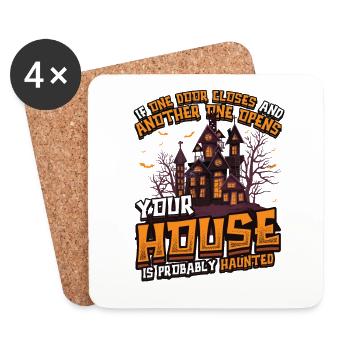 Drôle de maison d’Halloween hante Halloween. - Dessous de verre (lot de 4) - blanc - Devant