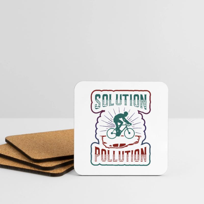 Solution de Polution Protection de l’environnement Cyclisme. Dessous de verre (lot de 4)
