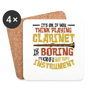 Clarinet Playing Clarinetist - Coasters (set of 4) - white - Front