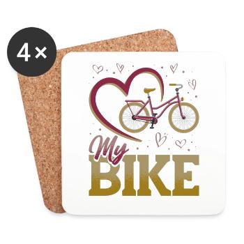 I love my bike, cycling bike lovers - Coasters (set of 4) - white - Front