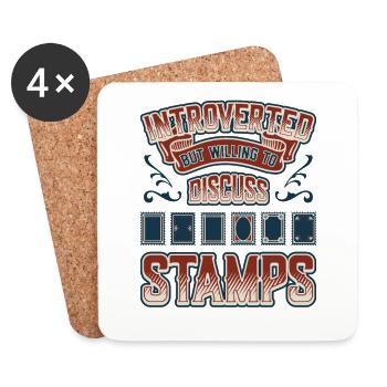 Introvertiert, Aber Bereit, Briefmarken . - Untersetzer (4er-Set) - Weiß - Vorne