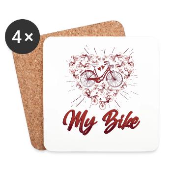 J’aime mon vélo, les amateurs de vélo - Dessous de verre (lot de 4) - blanc - Devant