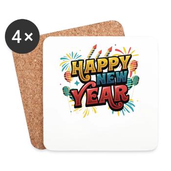 Bonne année 2022, réveillon du Nouvel An. - Dessous de verre (lot de 4) - blanc - Devant