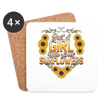 Juste une fille qui aime les tournesols. - Dessous de verre (lot de 4) - blanc - Devant