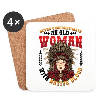 Old Women with Native Blood Indian Native - Coasters (set of 4) - white - Front