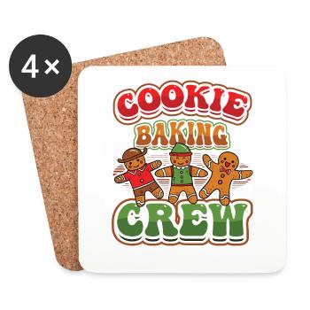 Plätzchenbacken Crew, Weihnachten, Lebkuchen. - Untersetzer (4er-Set) - Weiß - Vorne