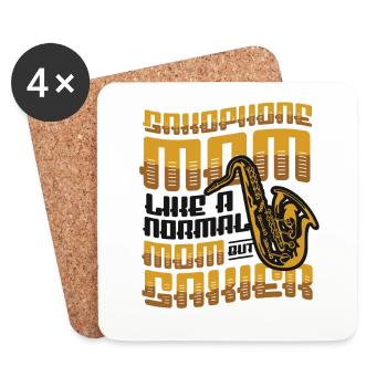 Maman saxophone, comme une maman normale, mais bande de saxier. - Dessous de verre (lot de 4) - blanc - Devant