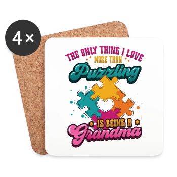 Puzzle-liebhaber Oma, Puzzeln. - Untersetzer (4er-Set) - Weiß - Vorne