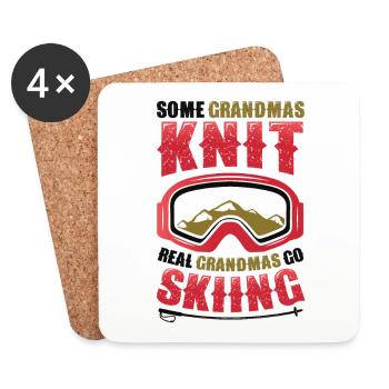Real grandmas go skiing. - Coasters (set of 4) - white - Front