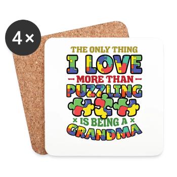 Puzzle lover grandma, puzzles. - Coasters (set of 4) - white - Front