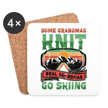 Real grandmas go skiing. - Coasters (set of 4) - white - Front