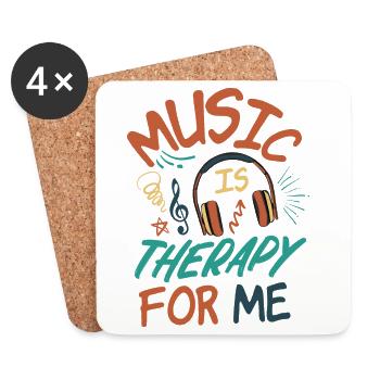 Musik ist Therapie für mich - Untersetzer (4er-Set) - Weiß - Vorne