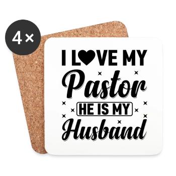 I love my pastor he is my husband pastor - Coasters (set of 4) - white - Front