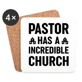 Pastor has an incredible church Christ - Coasters (set of 4) - white - Front