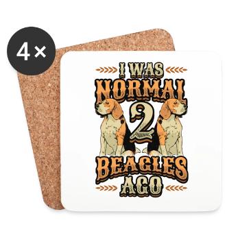 J’étais normal devant 2 beagles. - Dessous de verre (lot de 4) - blanc - Devant
