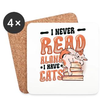 Bücherwurm Lesebücher, Katzen. - Untersetzer (4er-Set) - Weiß - Vorne
