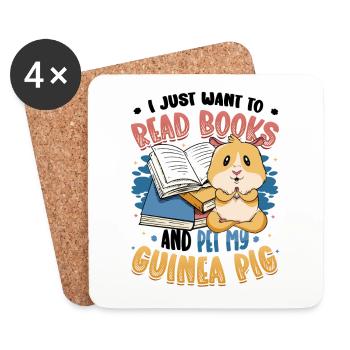 Bookworm reading books, guinea pigs. - Coasters (set of 4) - white - Front