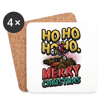 Ho Ho Ho Ho Joyeux Noël Père Noël Riding Dirt - Dessous de verre (lot de 4) - blanc - Devant