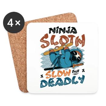 Ninja Faultier Langsam Aber Tödlich - Untersetzer (4er-Set) - Weiß - Vorne