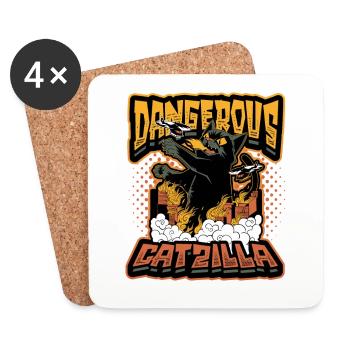 Dangereux Catzilla - Dessous de verre (lot de 4) - blanc - Devant