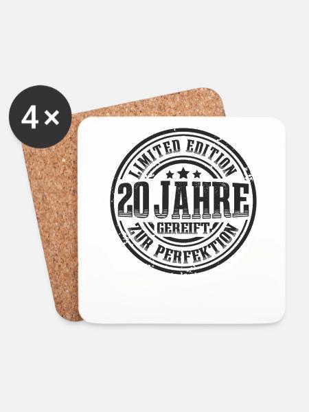 20. Geburtstag Limited Edition Lustig 20 Jahre - Untersetzer (4er-Set) - Weiß