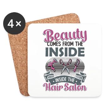 Schönheit Kommt Aus Dem Inneren Des Friseursalons - Untersetzer (4er-Set) - Weiß - Vorne