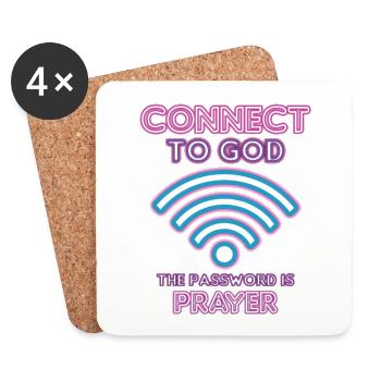 Connected to God, password, prayer. - Coasters (set of 4) - white - Front
