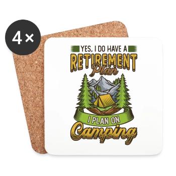 Plan retraite camping, camping-car retraité. - Dessous de verre (lot de 4) - blanc - Devant