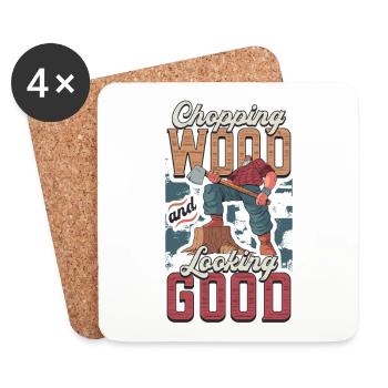 Chopping wood and looking good Woodworker - Coasters (set of 4) - white - Front