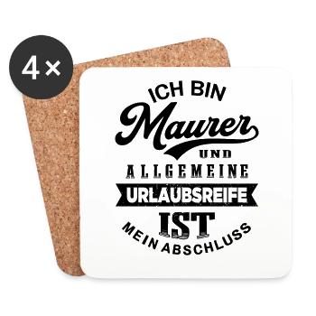 Maurer Urlaub Lustiges Maurermeister - Untersetzer (4er-Set) - Weiß - Vorne