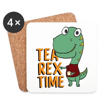 Tea Rex Time Outfit - Coasters (set of 4) - white - Front