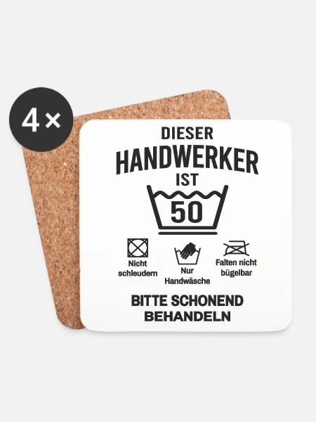 50. Geburtstag Handwerker Lustig 50 Jahre - Untersetzer (4er-Set) - Weiß