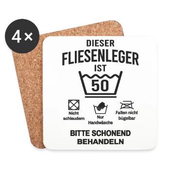 50. Geburtstag Fliesenleger Lustig 50 Jahre - Untersetzer (4er-Set) - Weiß - Vorne